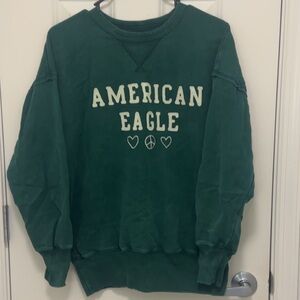 Vintage American Eagle Sweatshirt Women XXS Green Oversized Crewneck